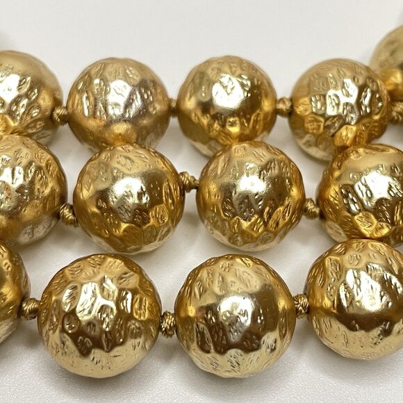 Vintage Les Bernard Gold Ball Beaded 3 Layer Necklace 16mm Statement Bold - Picture 5 of 9